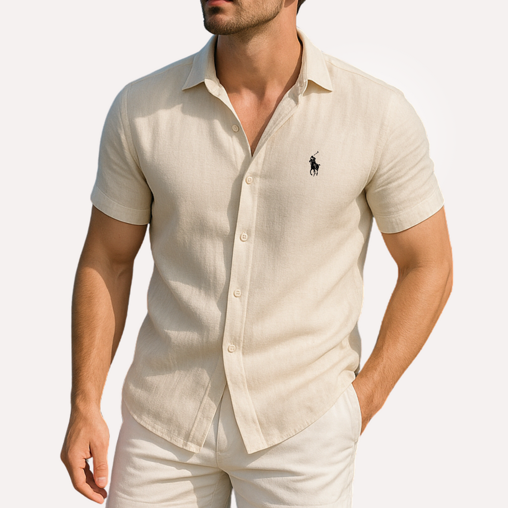 Camisa manga curta de linho puro - Ralph Lauren - Original