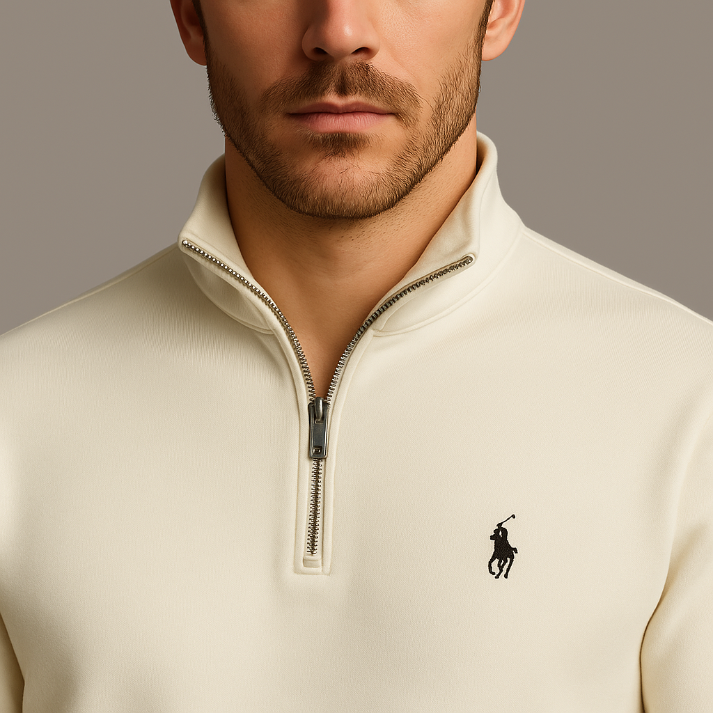 Suéter de algodão com quarter zipper - Ralph Lauren