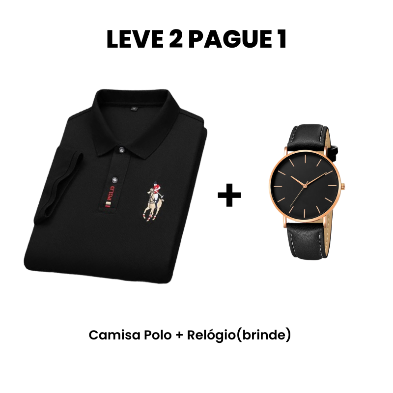 Leve 2 Pague 1 - Camisa Polo Masculina Portuga + Relógio(brinde)