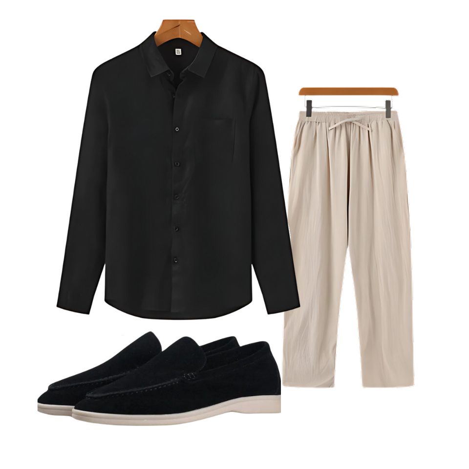 Conjunto Old Money Masculino- 3 Peças Camisa+ Calça+ Loafer