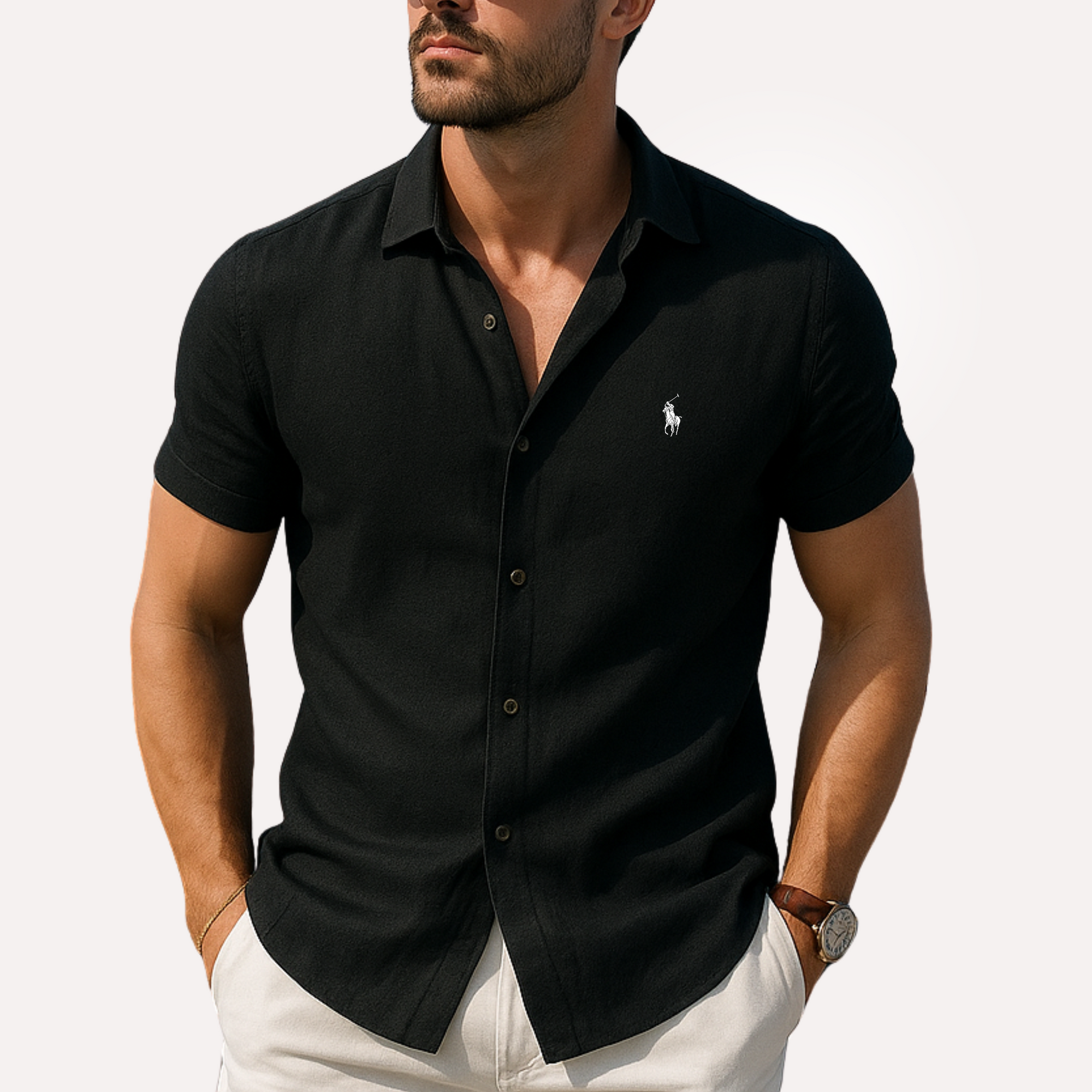 Camisa manga curta de linho puro - Ralph Lauren - Original