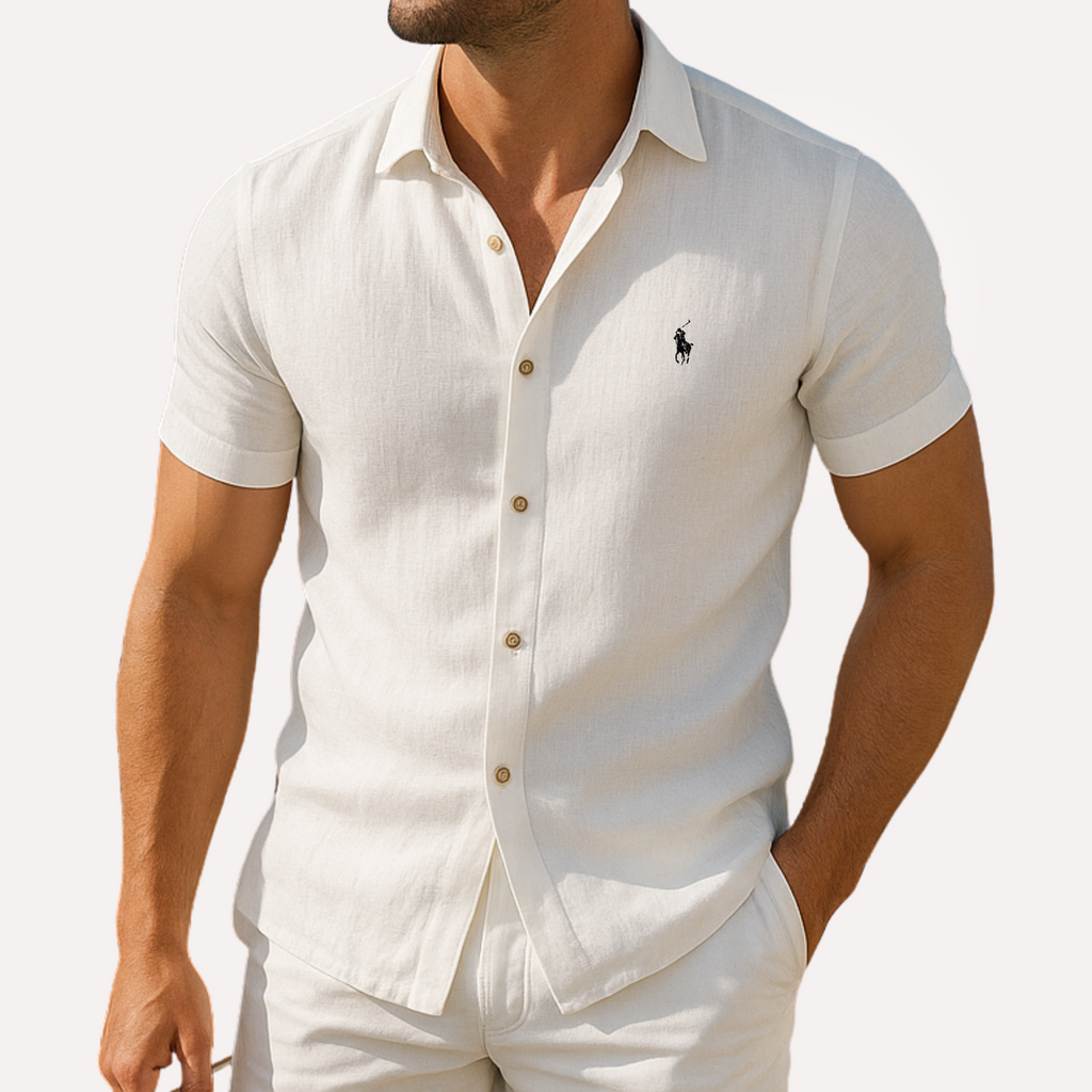 Camisa manga curta de linho puro - Ralph Lauren - Original