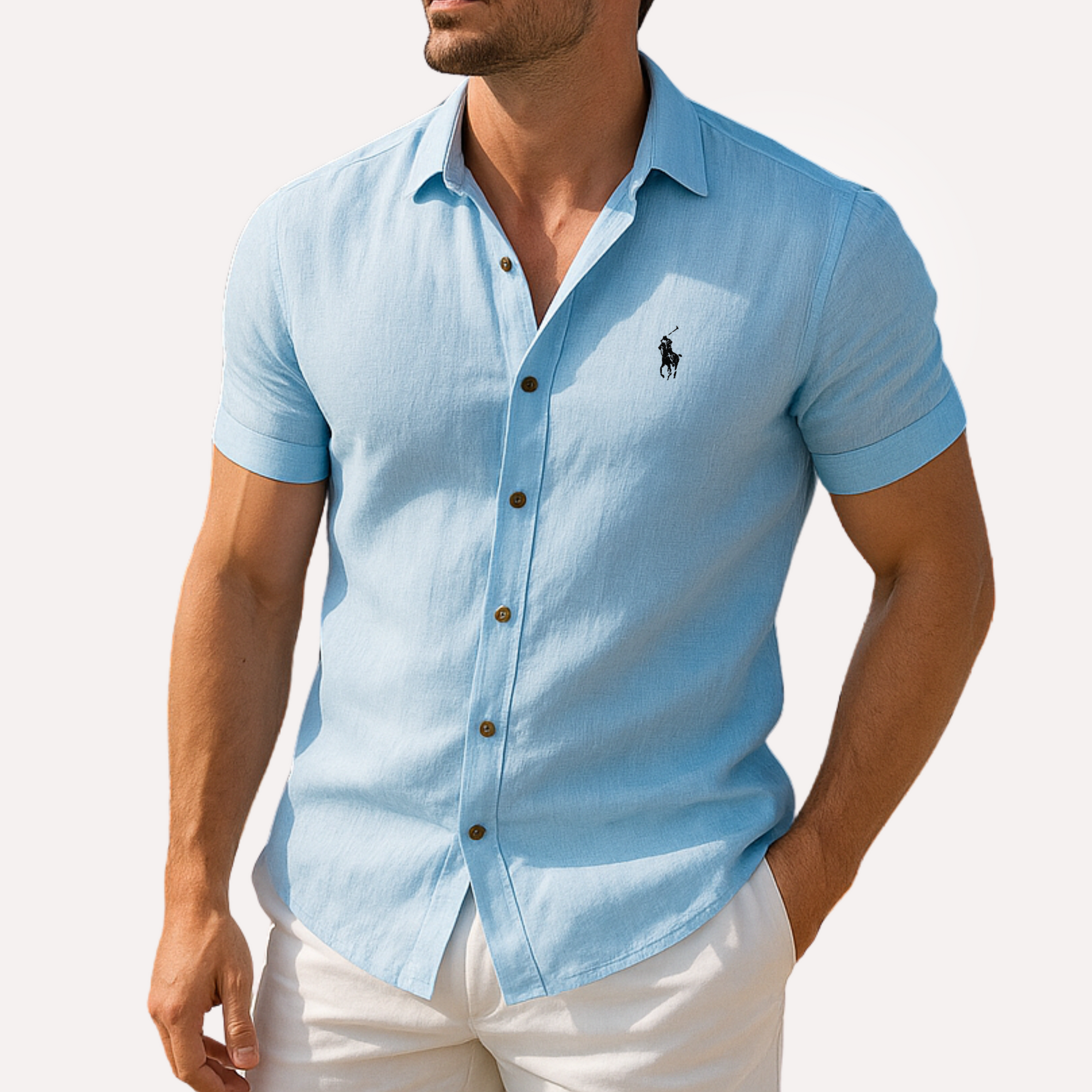 Camisa manga curta de linho puro - Ralph Lauren - Original